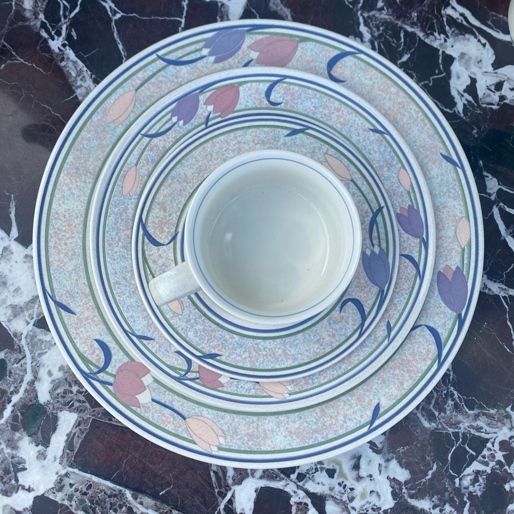 4pc Place Setting MIKASA Intaglio TROPICAL ISLAND CAC45 Dinner, Salad, Cup & Sau
